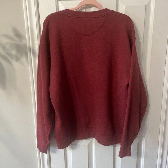 Eddie Bauer Maroon Burgundy Crewneck Sweatshirt Cozy Casual Men's Large - Picture 7 of 8